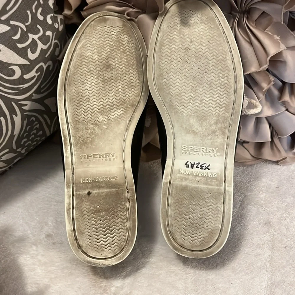 Sperry Black Patent Leather Topsider Loafer Moccasin Non-stick Boat Shoes